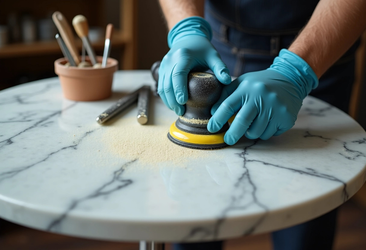 restauration table bistrot marbre